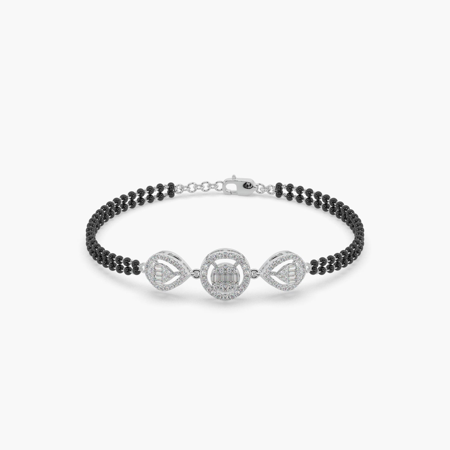 Guru Jewel's Beauteous Diamond Studded Silver Mangalsutra Bracelet For Her