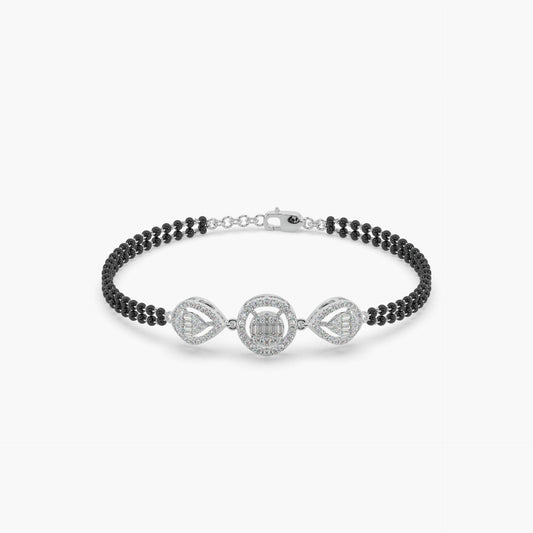 Guru Jewel's Beauteous Diamond Studded Silver Mangalsutra Bracelet For Her