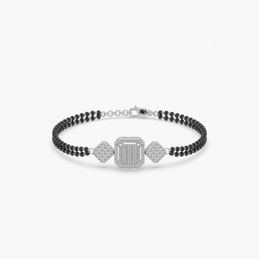 Guru Jewel's Devastating Round Diamond Studded Silver Mangalsutra Bracelet For Her