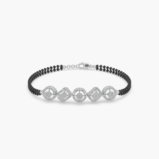 Guru Jewel's Exclusive Diamond Studded Silver Mangalsutra Bracelet For Her