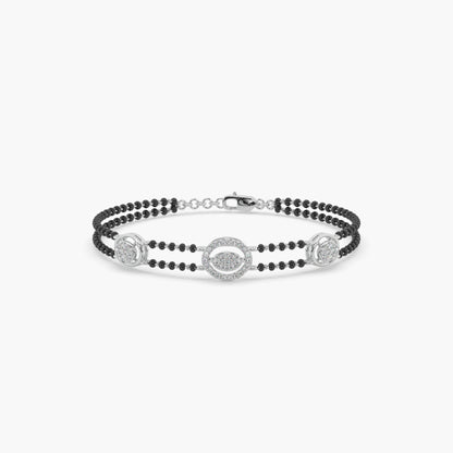 Guru Jewel's Diamond Studded Exclusive Silver Mangalsutra Bracelet For Her