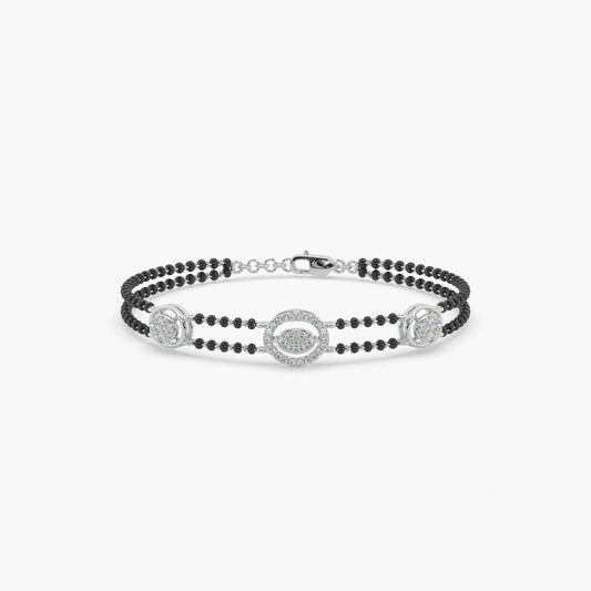 Guru Jewel's Diamond Studded Exclusive Silver Mangalsutra Bracelet For Her