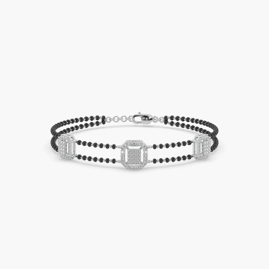 Guru Jewel's Diamond Studded Astonishing Silver Mangalsutra Bracelet For Her