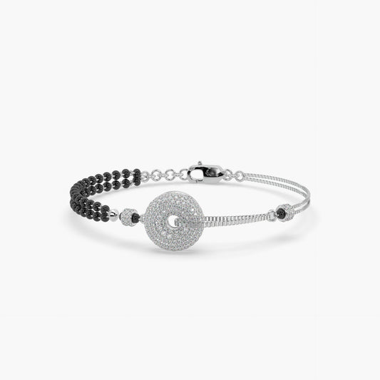 Guru Jewel's Diamond Studded Silver Mangalsutra Bracelet For Her
