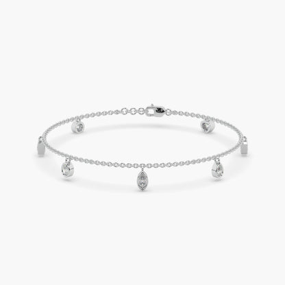 Guru Jewel's Fancy Diamond Studded Exclusive Silver Loose Bracelet For Her