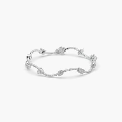 Guru Jewel's Diamond Studded Fascinating Silver Loose Bracelet For Her