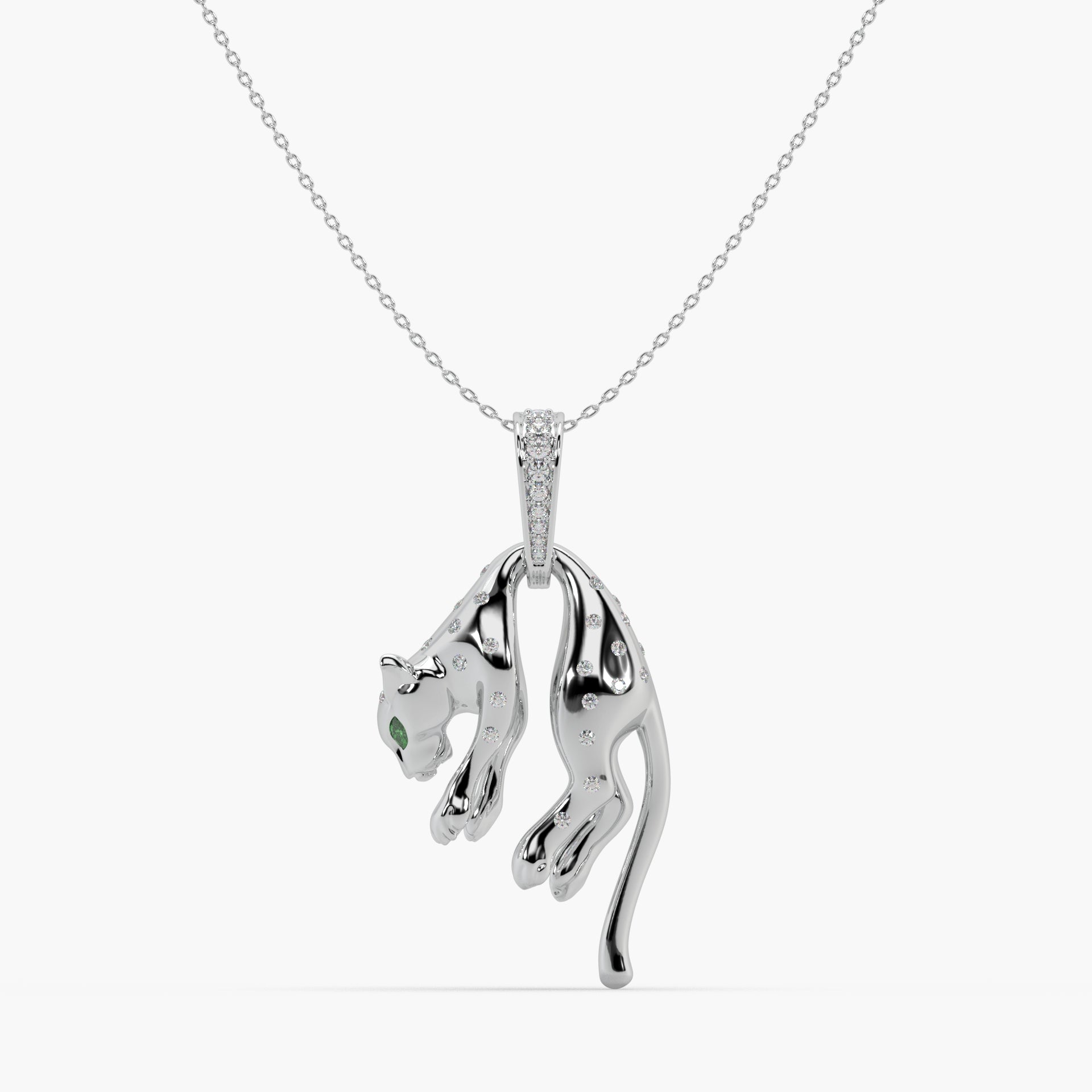 Guru Jewel's Exclusive Jaguar Pattern Diamond Studded Silver Only Pendent