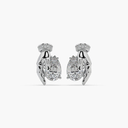 Guru Jewel's Devastating Hand Design Diamond Studded Silver Earrings For Her