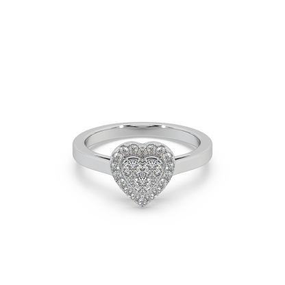 Alluring Heart Shape 925 Silver Moissanite Studded Ladies Ring For Her