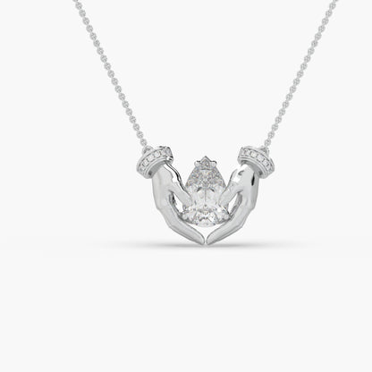 Guru Jewel's Pear Shaped Diamond Studded Silver Only Pendant For Her