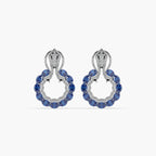 Guru Jewel's Blue Sapphire And Diamond Studded Silver Earrings For Her
