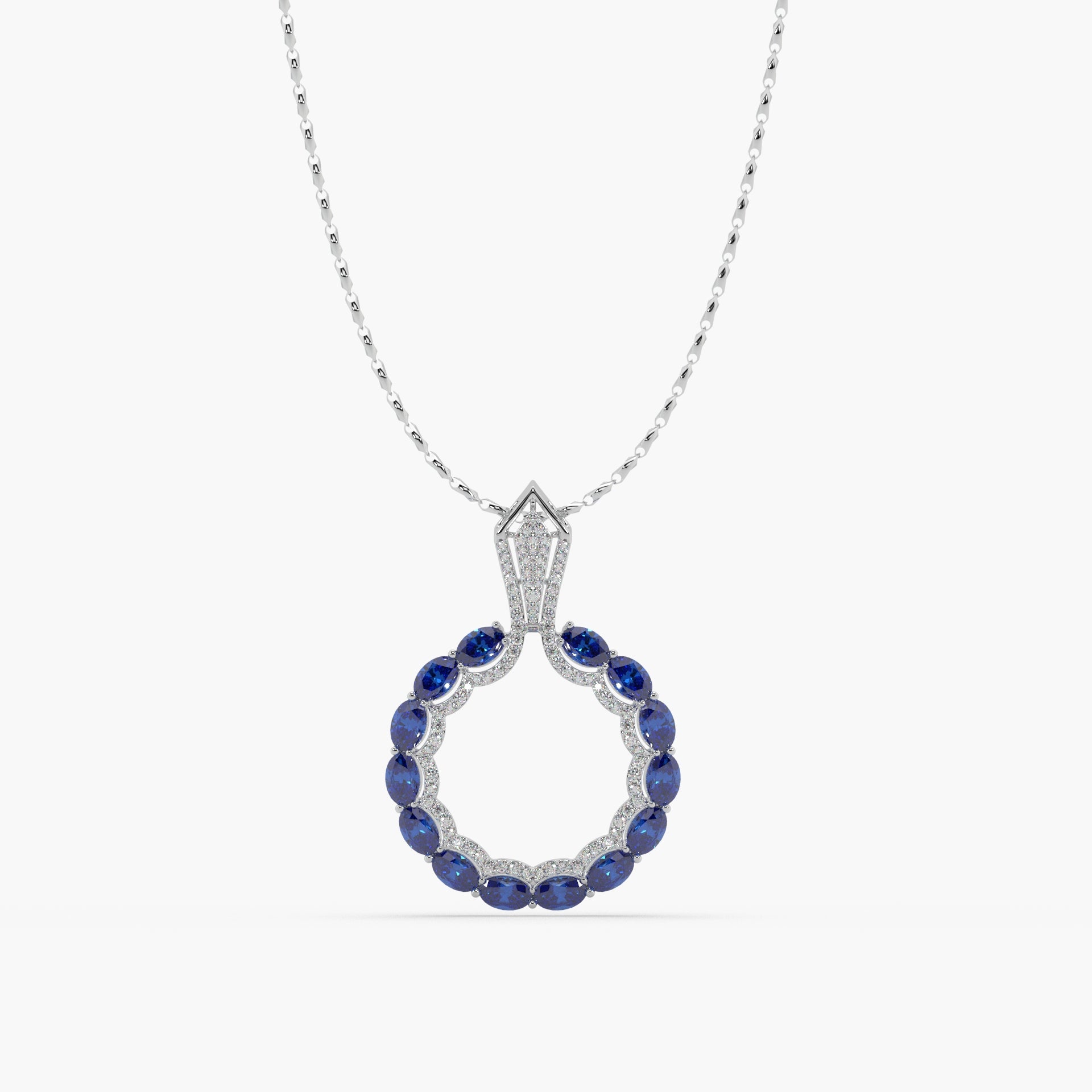 Guru Jewel's Astonishing Blue Sapphire And Diamond Studded Only Pendent For Her