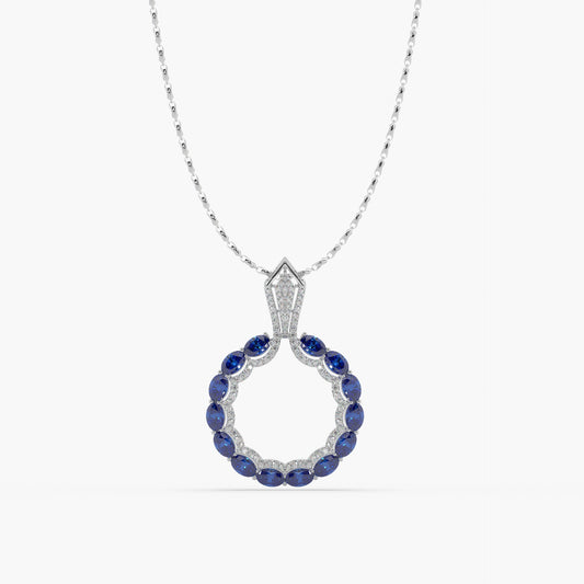 Guru Jewel's Astonishing Blue Sapphire And Diamond Studded Only Pendent For Her