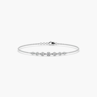 Guru Jewel's Round Diamond Studded Exclusive Silver Bracelet For Her