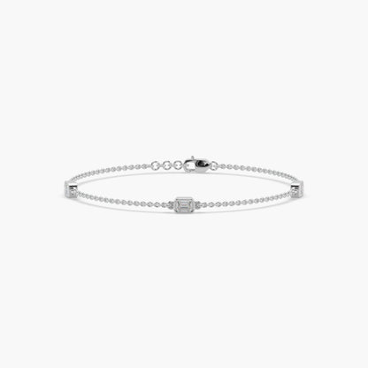 Guru Jewel's Fascinating Fancy Shaped Diamond Studded Silver Bracelet For Her