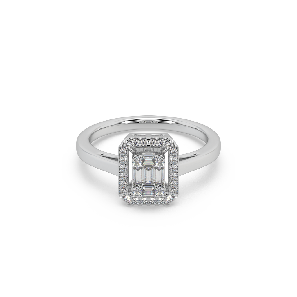 Devastating 925 Silver And Round Diamond Studded Ladies Ring For Her