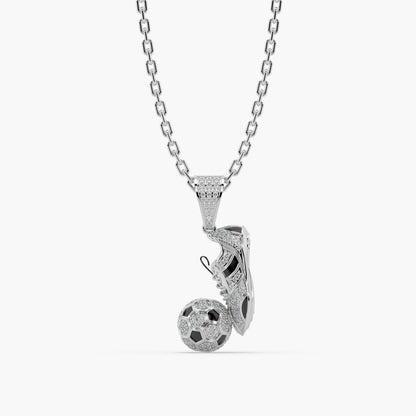 Guru Jewel's Football Special Diamond Studded Silver Only Pendant