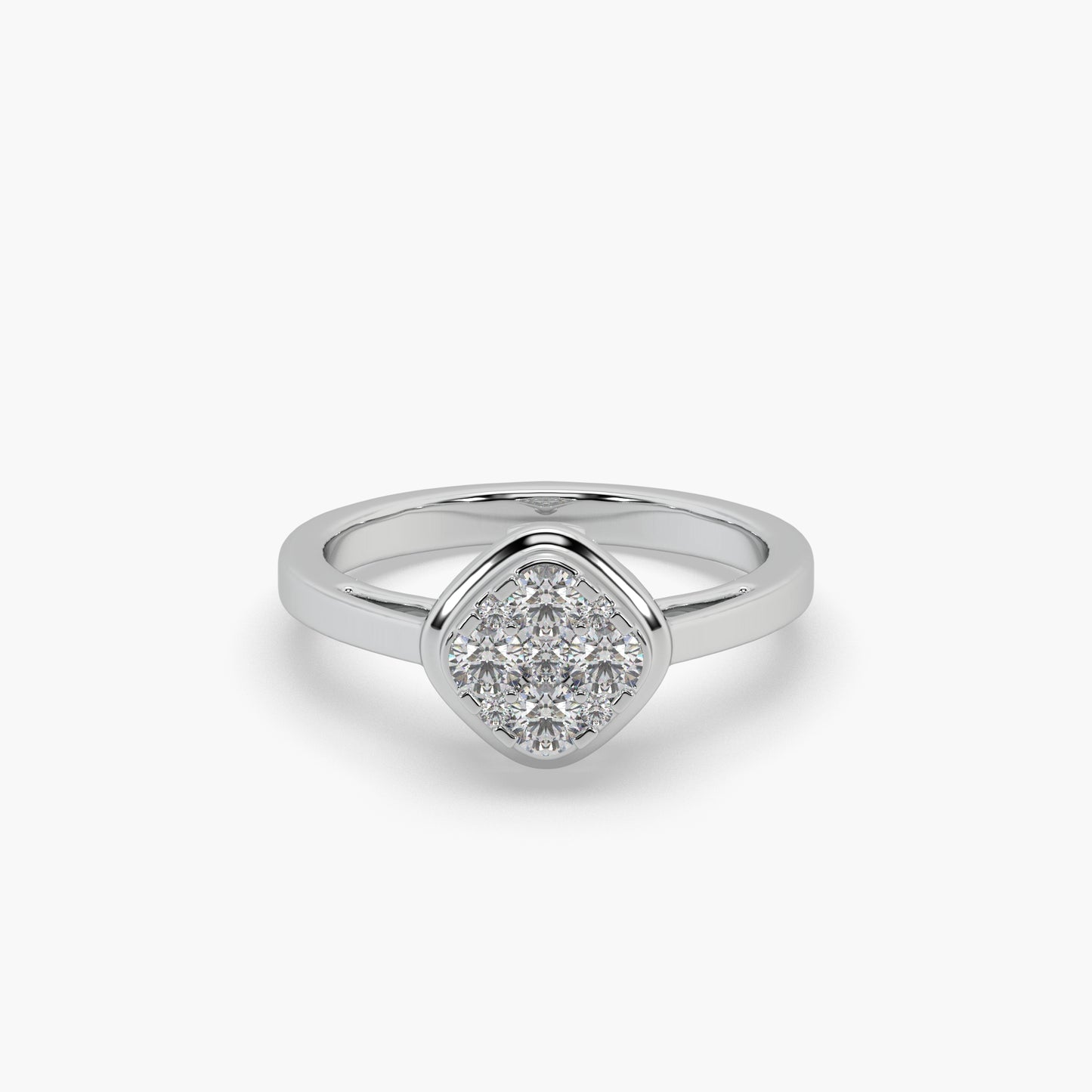 Guru Jewel's Round Diamond Studded Alluring Silver Ring For Her