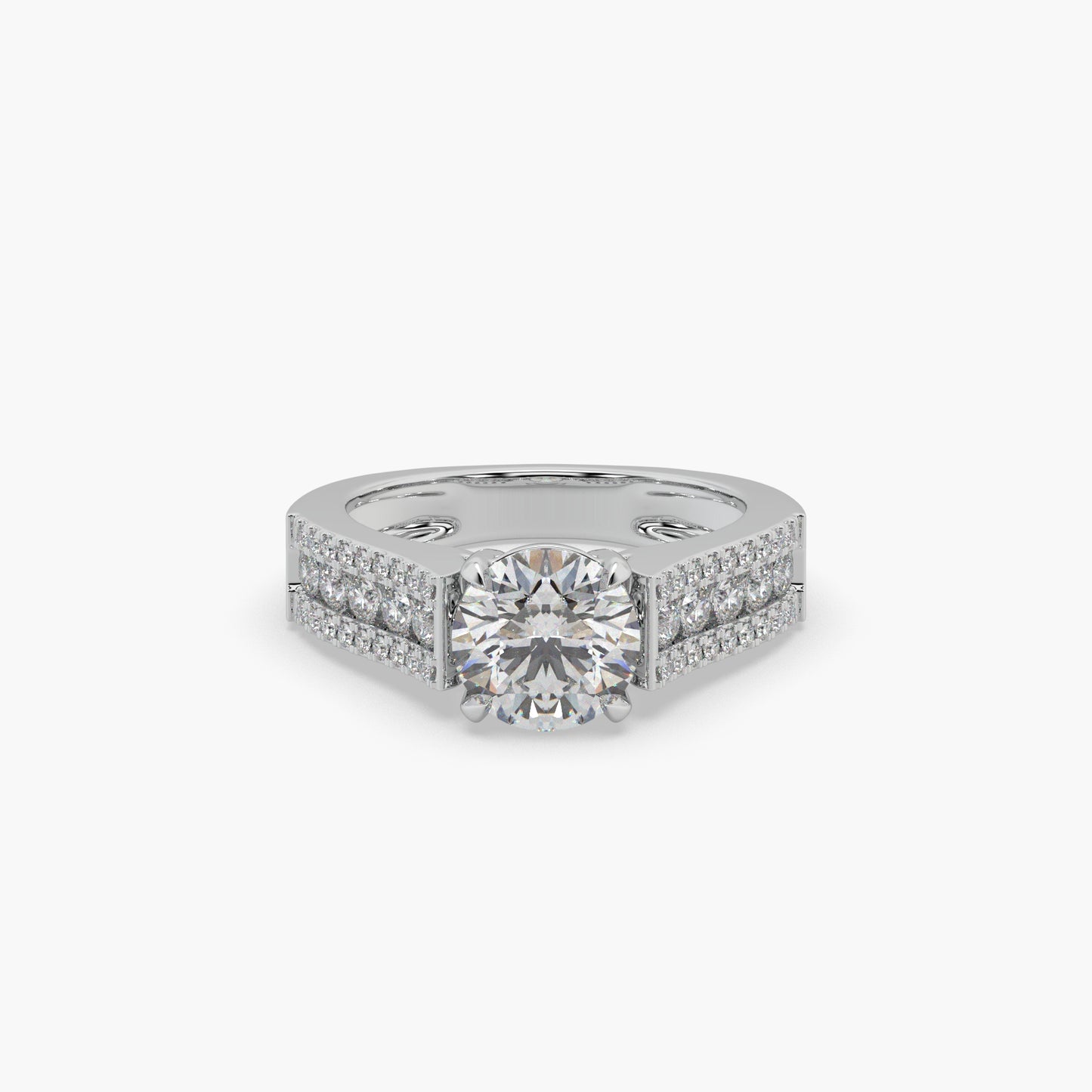 Guru Jewel's Round Solitaire Diamond Studded Silver Ring For Her