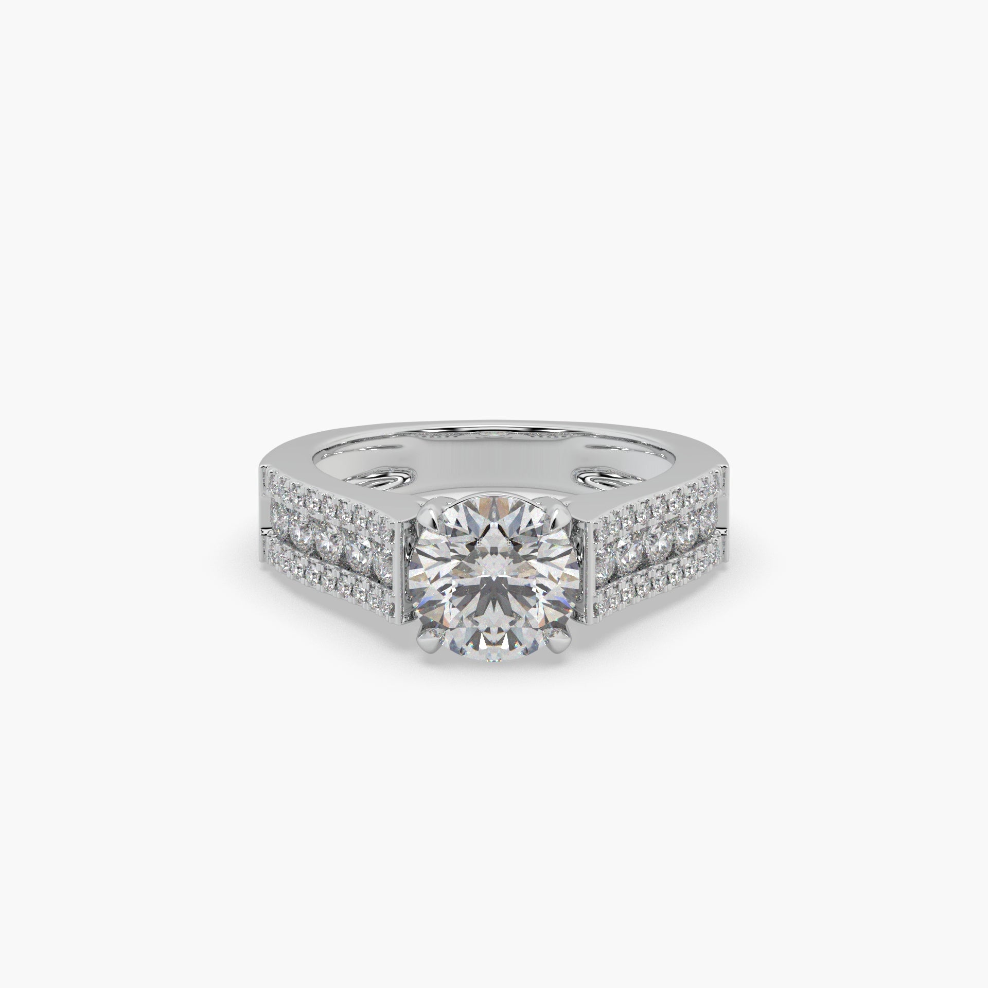 Guru Jewel's Round Solitaire Diamond Studded Silver Ring For Her
