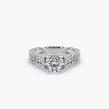 Guru Jewel's Round Solitaire Diamond Studded Silver Ring For Her