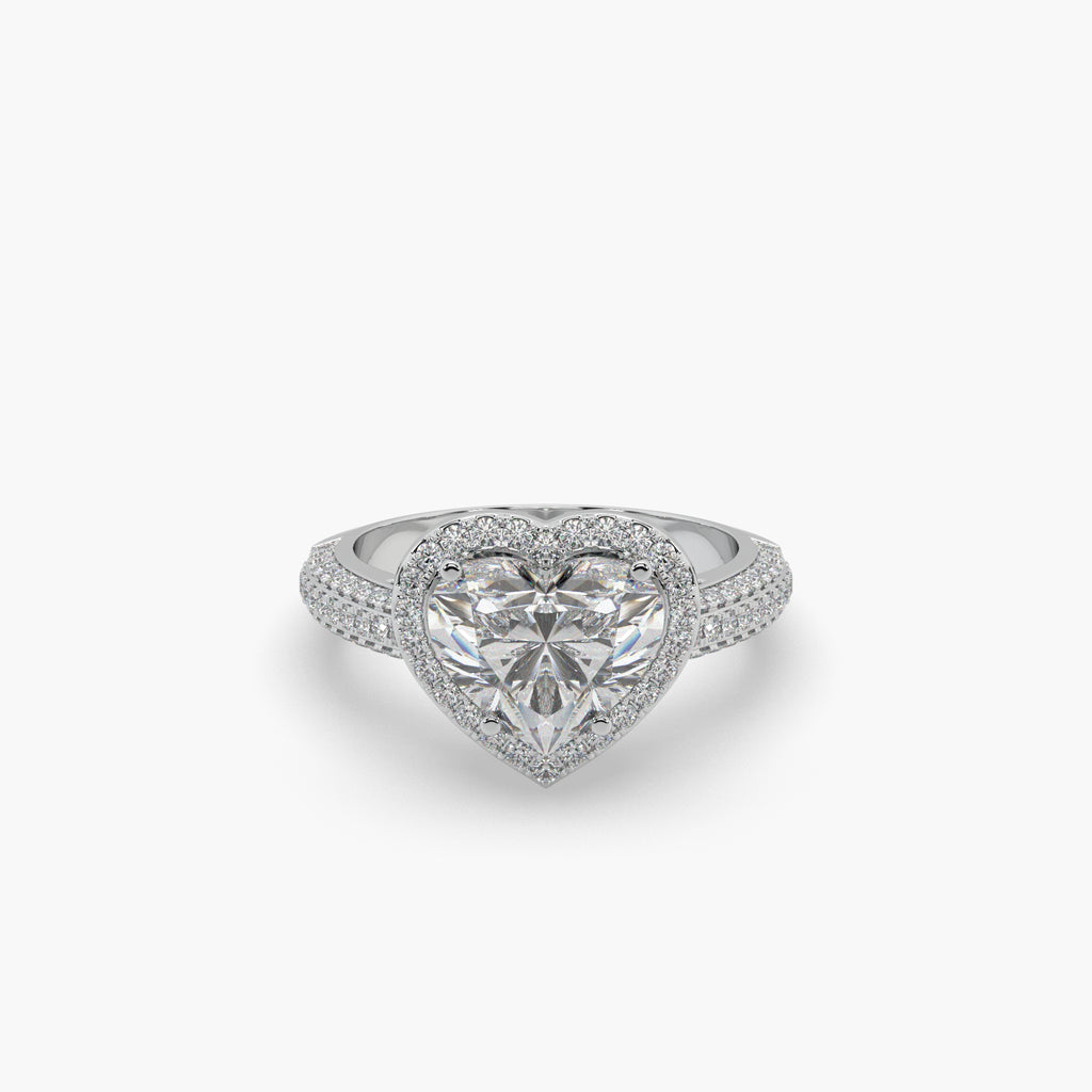 Guru Jewel's Fancy Heart And Round Diamond Studded Heart Shaped Fabulous Ring For Her