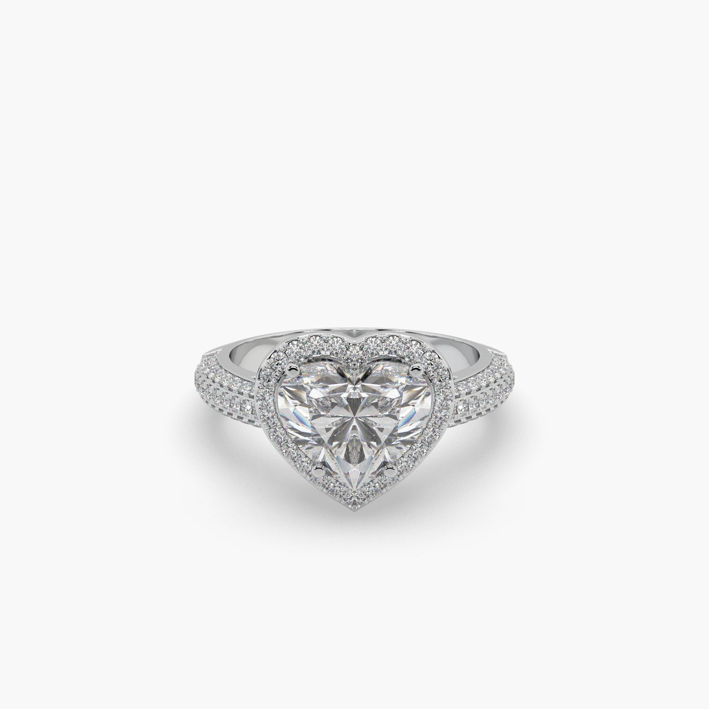 Guru Jewel's Fancy Heart And Round Diamond Studded Heart Shaped Fabulous Ring For Her