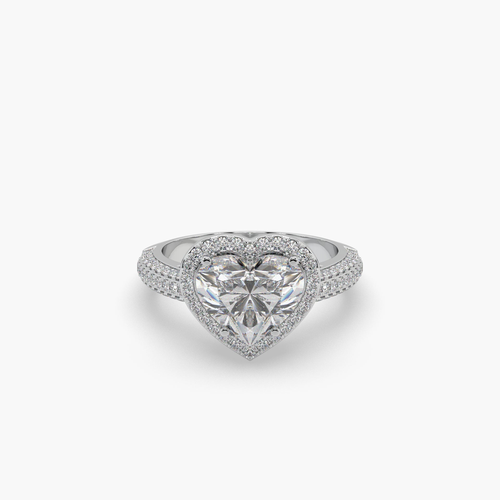 Guru Jewel's Fancy Heart And Round Diamond Studded Heart Shaped Fabulous Ring For Her