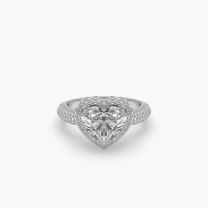 Guru Jewel's Fancy Heart And Round Diamond Studded Heart Shaped Fabulous Ring For Her