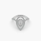 Guru Jewel's Fancy Pear Shaped And Round Diamond Studded Captivating Silver Ring For Her
