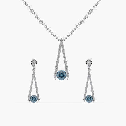 Guru Jewel's Fascinating Blue Stone Studded Silver Pendant Set For Her