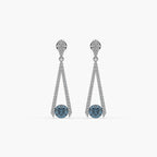 Guru Jewel's Round Diamond And Blue Stone Studded In Silver Alluring Earrings For Her