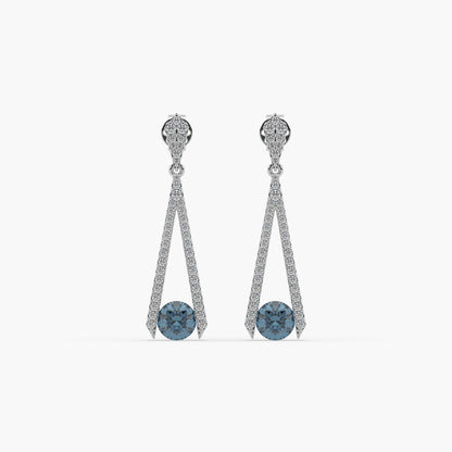 Guru Jewel's Round Diamond And Blue Stone Studded In Silver Alluring Earrings For Her