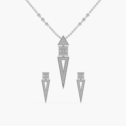 Guru Jewel's Captivating Diamond Studded Silver Pendant Set For Her