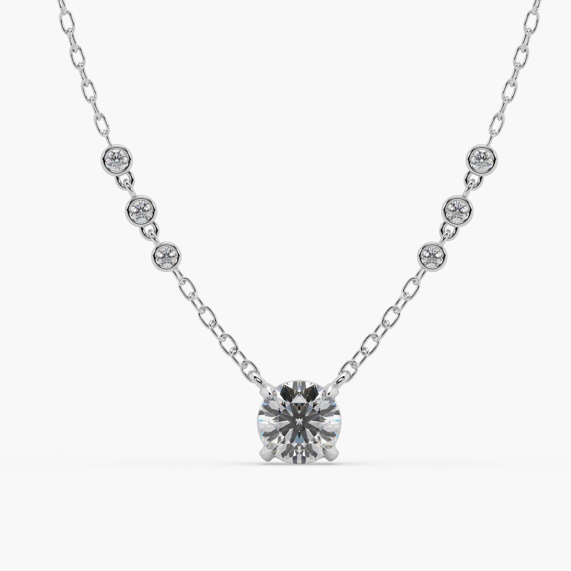Guru Jewel's Round Solitaire Diamond Studded In Silver Only Pendent For Her