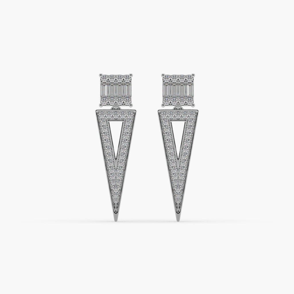 Guru Jewel's Round And Baugget Diamond Studded Fascinating Earrings For Her