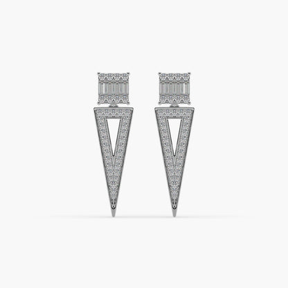 Guru Jewel's Round And Baugget Diamond Studded Fascinating Earrings For Her