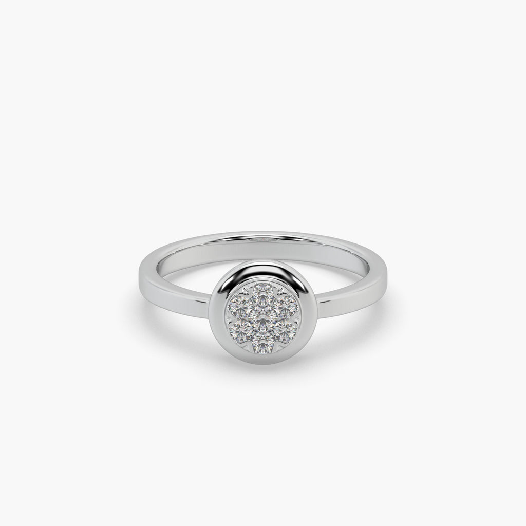 Guru Jewel's Round Diamond Studded Fascinating Silver Ring For Her