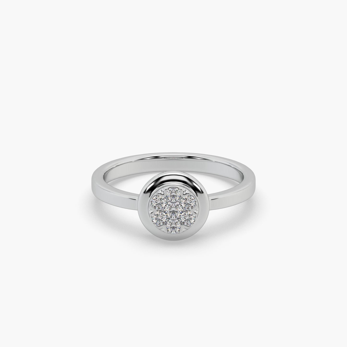 Guru Jewel's Round Diamond Studded Fascinating Silver Ring For Her