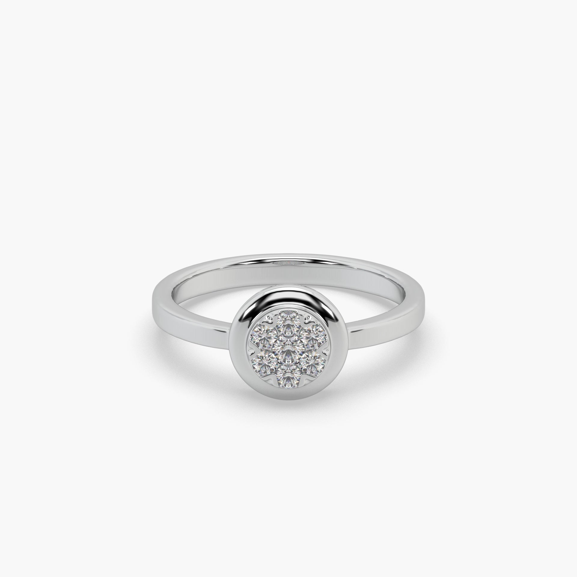 Guru Jewel's Round Diamond Studded Fascinating Silver Ring For Her