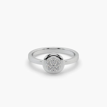 Guru Jewel's Round Diamond Studded Fascinating Silver Ring For Her