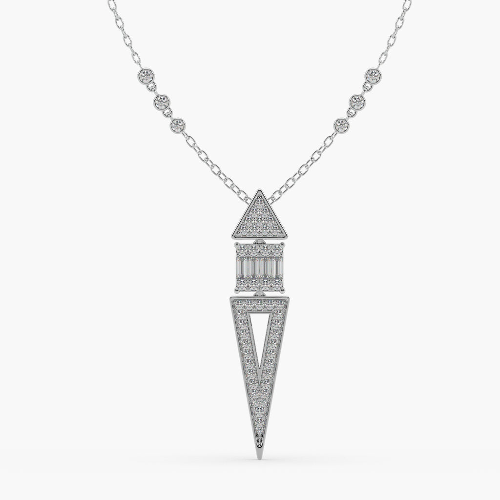 Guru Jewel's Round Diamond And Baugget Studded In Silver Fascinating Only Pendent For Her