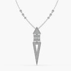 Guru Jewel's Round Diamond And Baugget Studded In Silver Fascinating Only Pendent For Her