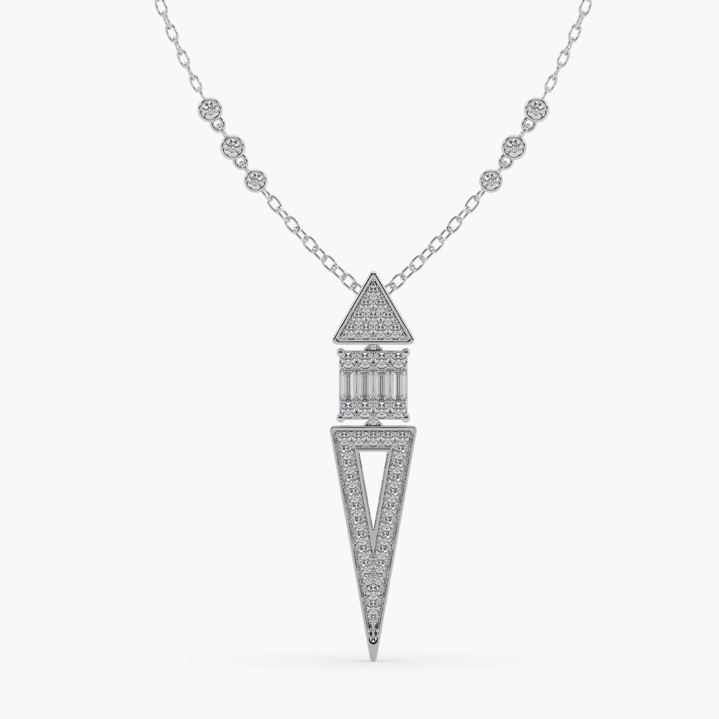 Guru Jewel's Round Diamond And Baugget Studded In Silver Fascinating Only Pendant For Her