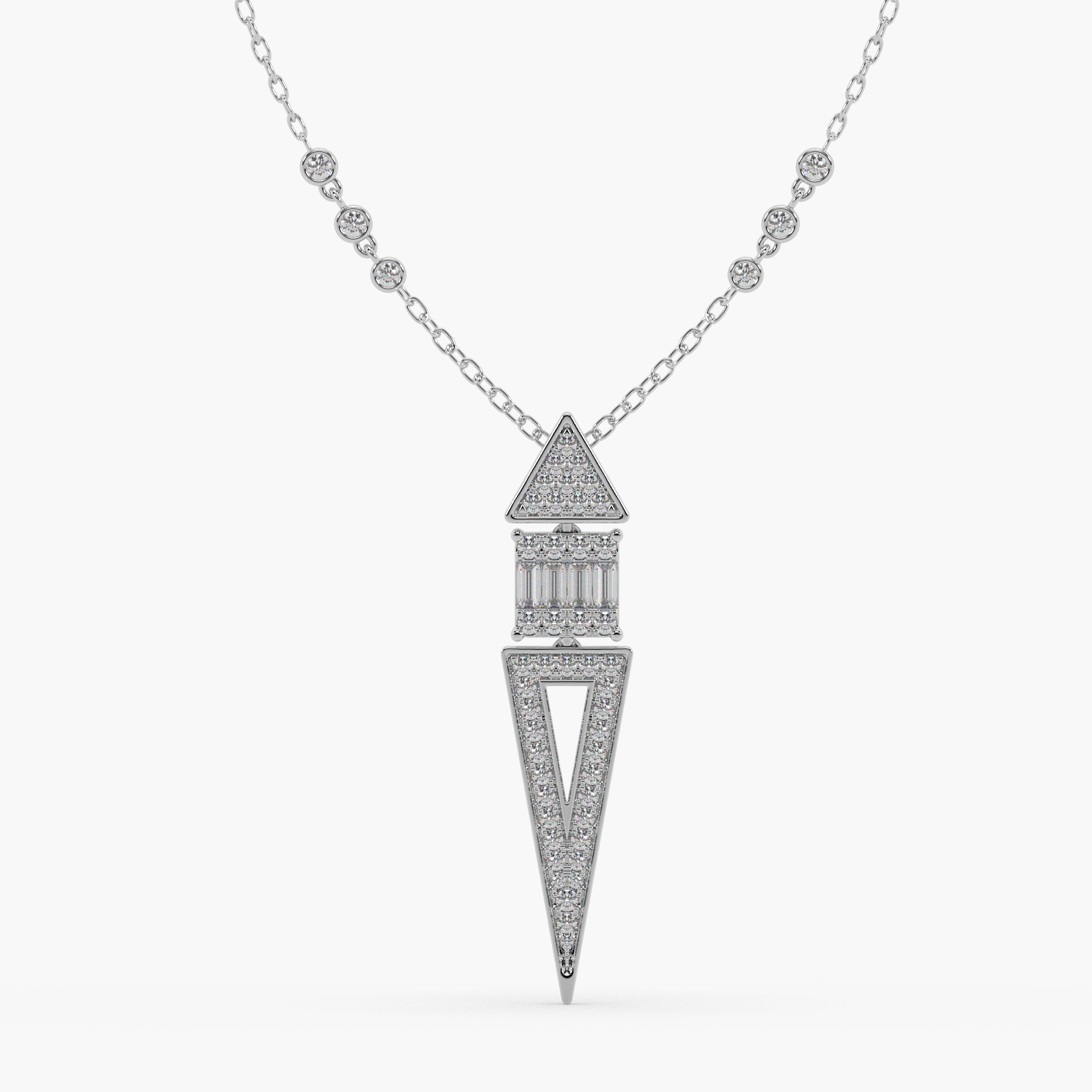 Guru Jewel's Round Diamond And Baugget Studded In Silver Fascinating Only Pendent For Her