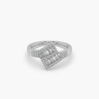 Guru Jewel's Round And Bugget Diamond Studded Devastating Silver Ring For Her