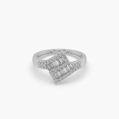 Guru Jewel's Round And Bugget Diamond Studded Devastating Silver Ring For Her