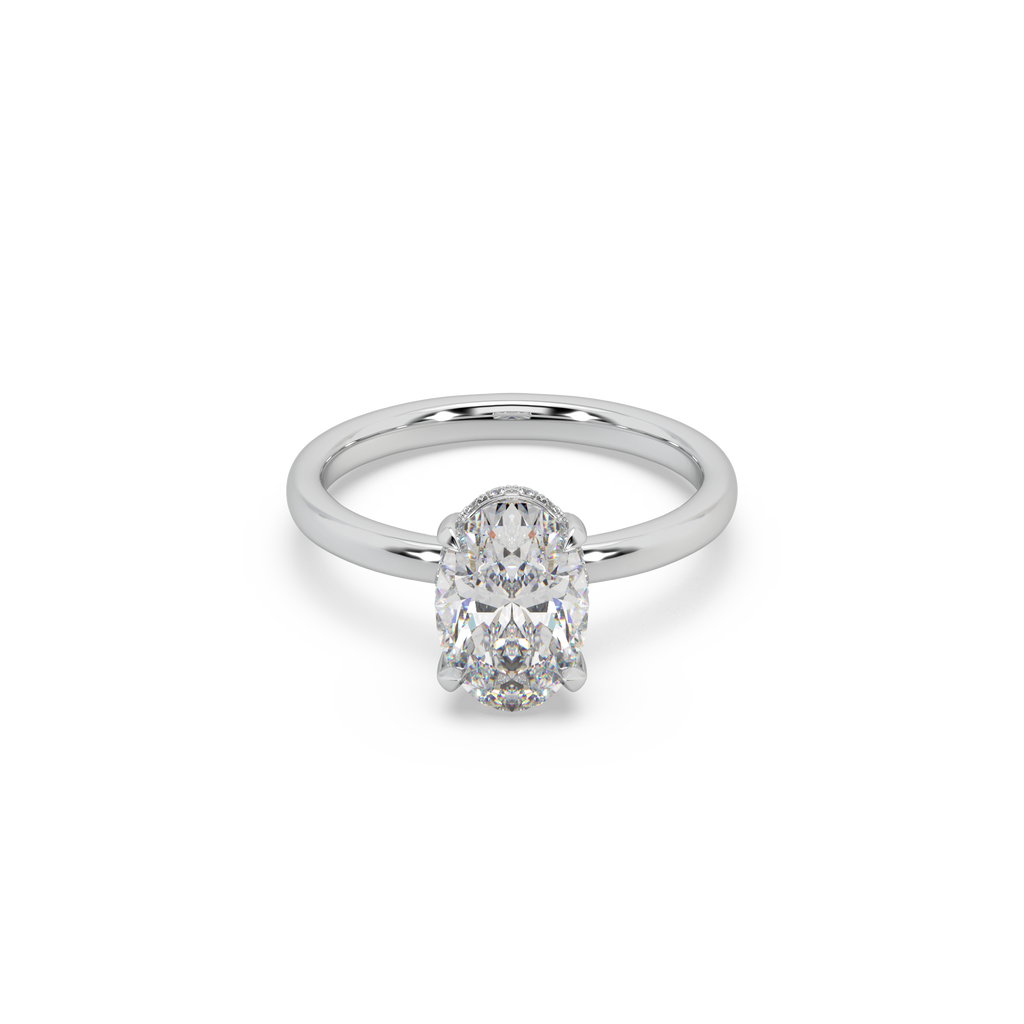 Exclusive 925 Silver 3.42 CT Owal Diamond Studded Ladies Ring For Her