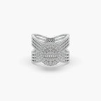 Guru Jewel's Round Diamond Studded Devastating Silver Ring For Her