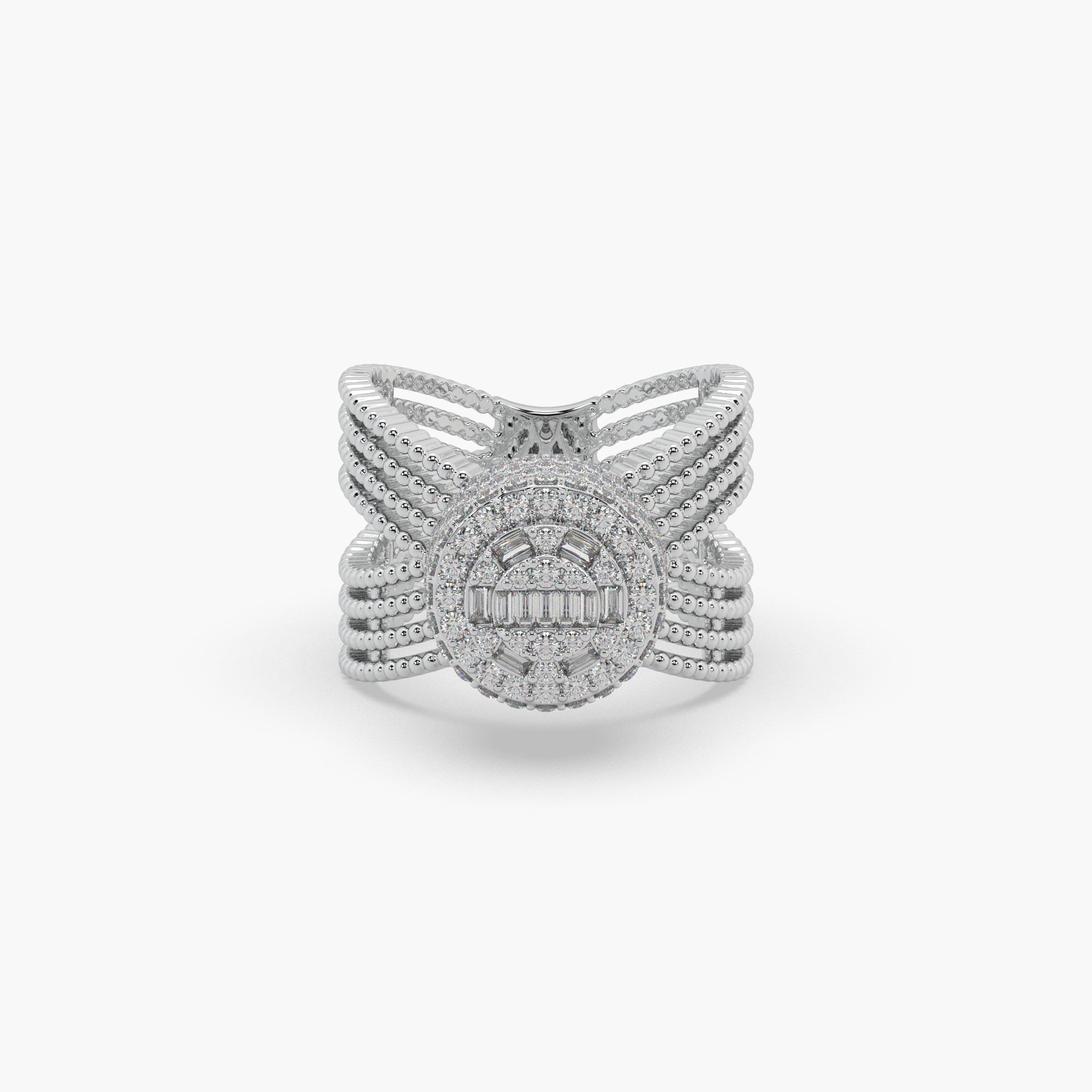 Guru Jewel's Round Diamond Studded Devastating Silver Ring For Her